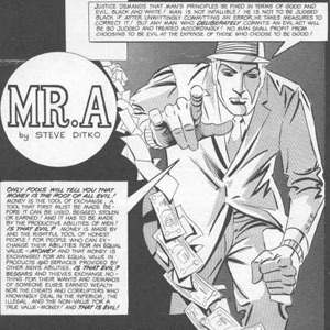 Mr A, in einem Panel aus „Witzend“ Nr. 4, 1968. Zeichnung von Steve Ditko.