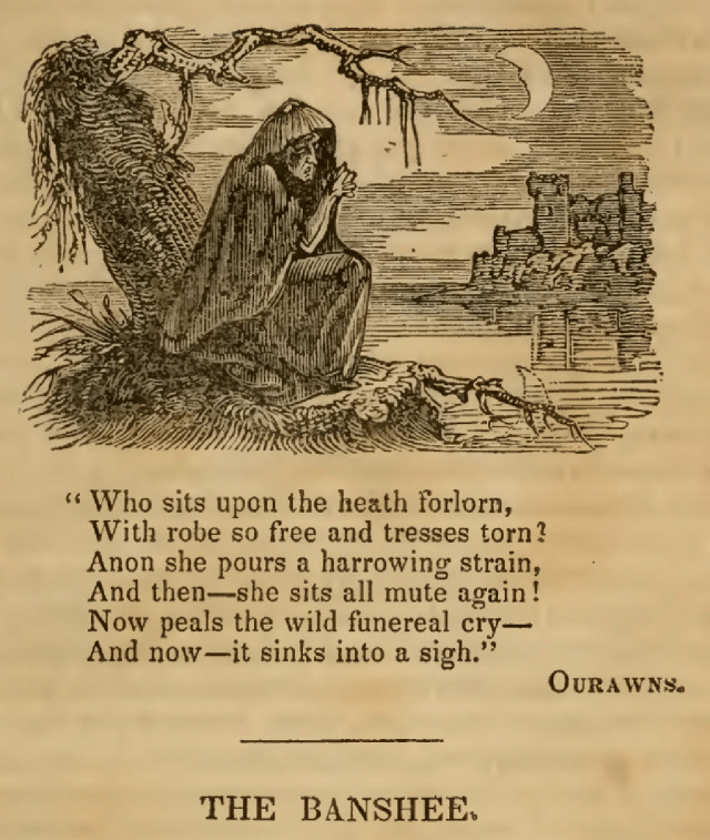 Eine Banshee aus Thomas Crofton Crokers “Fairy Legends & Traditions of South Ireland” (1834)